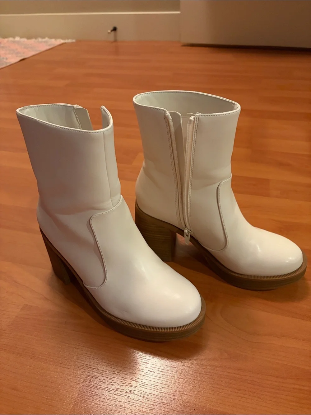 Target White Platform Block Heel Ankle Boots